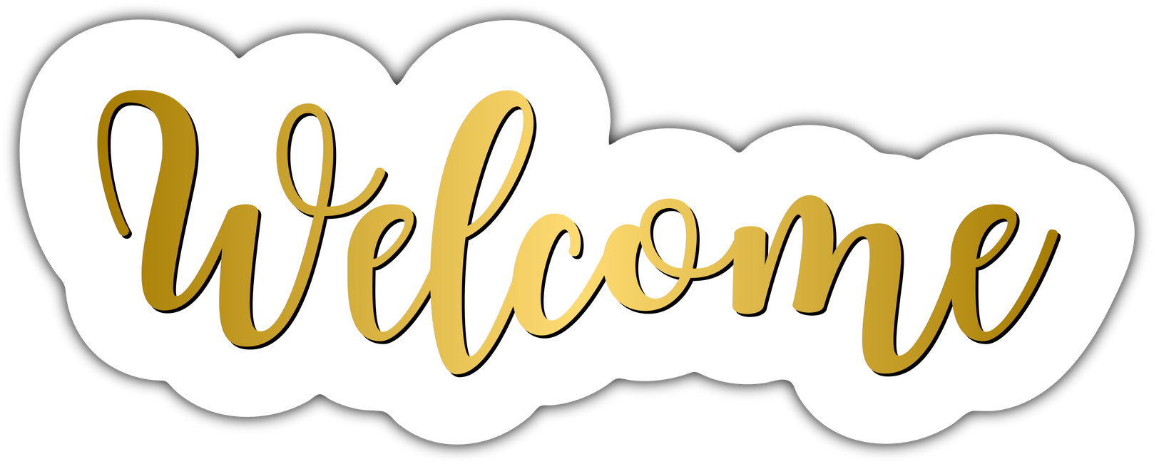Golden welcome lettering